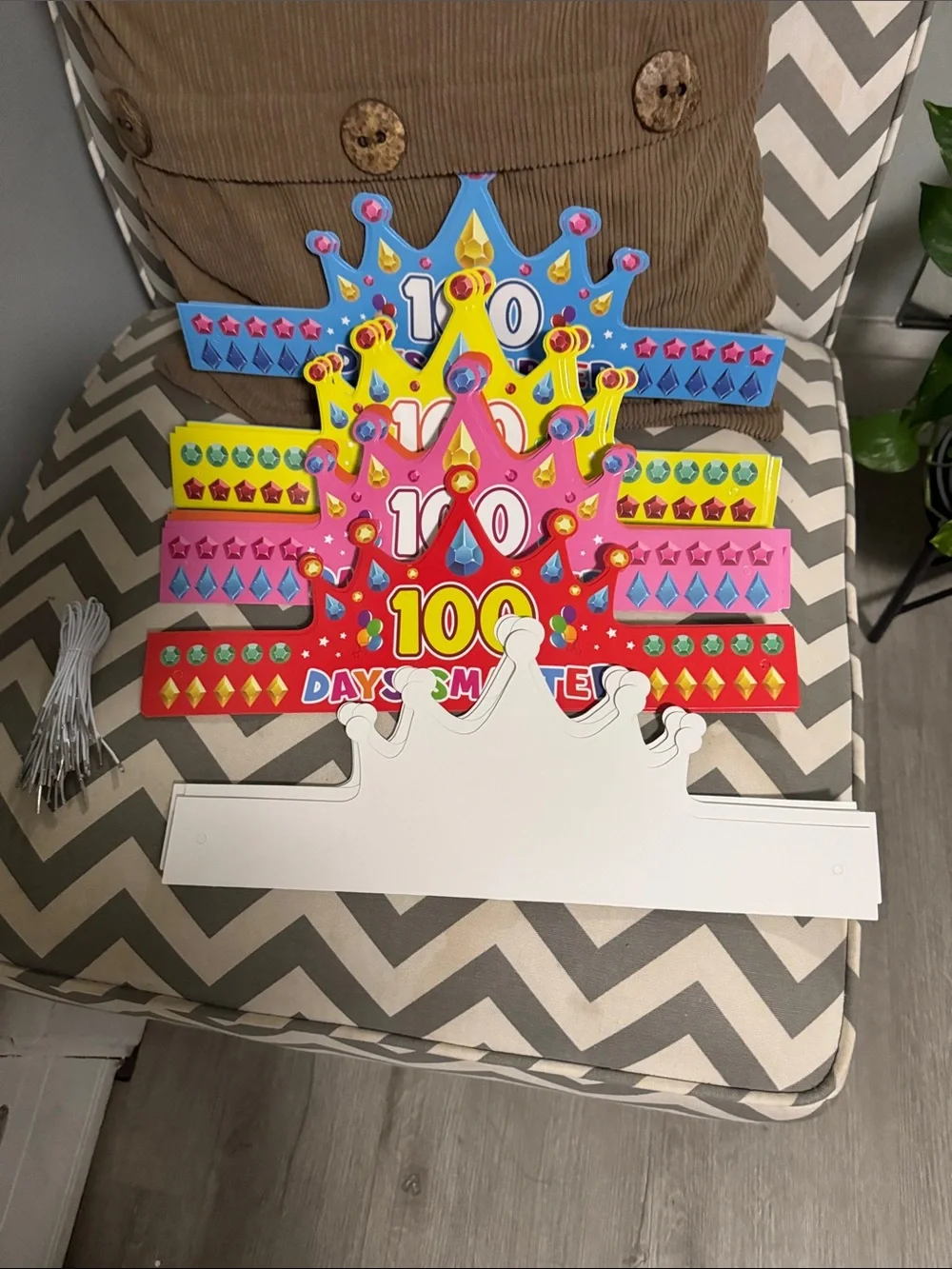 ***2/$15*** 100 Days Smarter Green Celebration Crown - 36 Classroom Party Hat